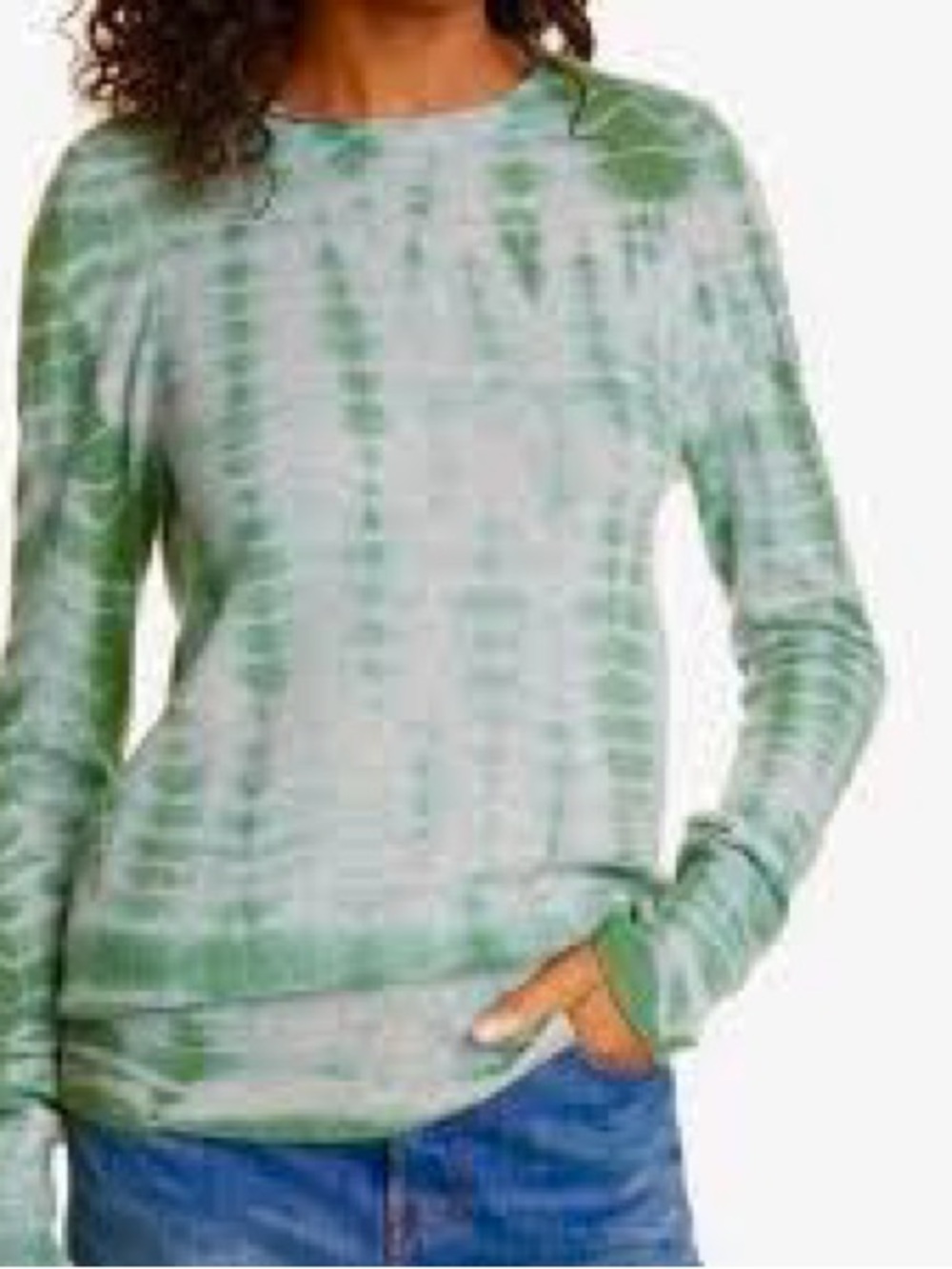 Raquel Allegra Cashmere Tie-Dye Slim Crewneck Sweater Size S Green Gray
